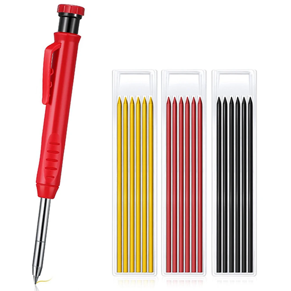 Solid Carpenter Pencil Set with 6 Refill Leads Built-in Sharpener Deep Hole Mechanical Woodworking Pencil Marker Marking Tools
Solid Carpenter Pencil Set with 6 Refill Leads Built-in Sharpener Deep Hole Mechanical Woodworking Pencil Marker Marking Tools