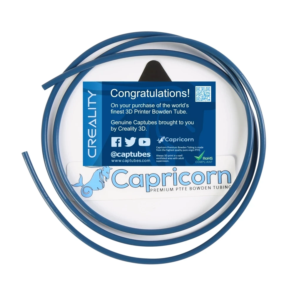 2M/Lot 100% Original Capricorn Bowden PTFE Tubing Tube Fitting Push to Connect For CREALITY 3D Ender Printer
2M/Lot 100% Original Capricorn Bowden PTFE Tubing Tube Fitting Push to Connect For CREALITY 3D Ender Printer