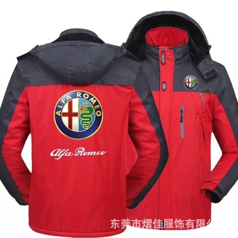 

2021 NEW Winter Alfa Romeo Men Thick Waterproof Jacket Outdoor Jacket Warm Sport Windproof Fleece Windbreaker