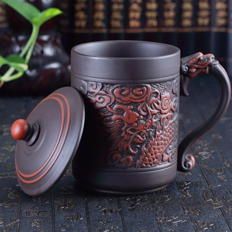 China Style 500ml Purple Clay Large Tea Cups Classical Ceramic Double Color Embossed Dragon And Phoenix Cup
China Style 500ml Purple Clay Large Tea Cups Classical Ceramic Double Color Embossed Dragon And Phoenix Cup