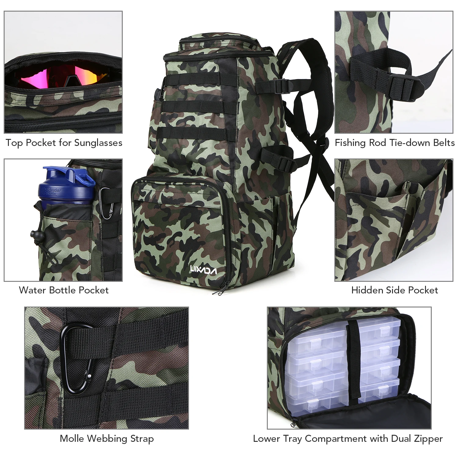 Fishing Tackle Backpack Bag With 4 Fishing Tackle Boxes Water-resistant Fly Fishing Pack With Rod Holder Camping Hiking Backpack
Fishing Tackle Backpack Bag With 4 Fishing Tackle Boxes Water-resistant Fly Fishing Pack With Rod Holder Camping Hiking Backpack