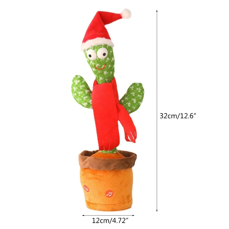 

T5EC Funny Dancing Cactus Plush Toy Xmas Electronic Shake with 120 Song Cute Dance Succulent Gift Sound Recording