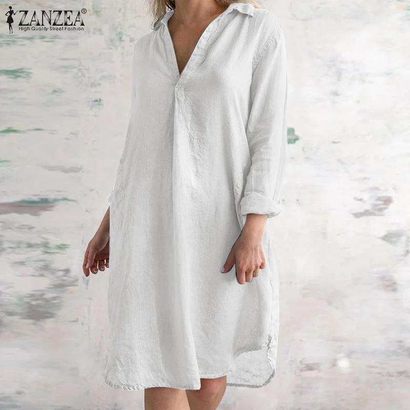 ZANZEA 2021 Women Bohemian Elegant Cotton Shirt Dreess Long Sleeve Plain Casual Fashion Robe Femme Clothing Street Midi Vestido
ZANZEA 2021 Women Bohemian Elegant Cotton Shirt Dreess Long Sleeve Plain Casual Fashion Robe Femme Clothing Street Midi Vestido