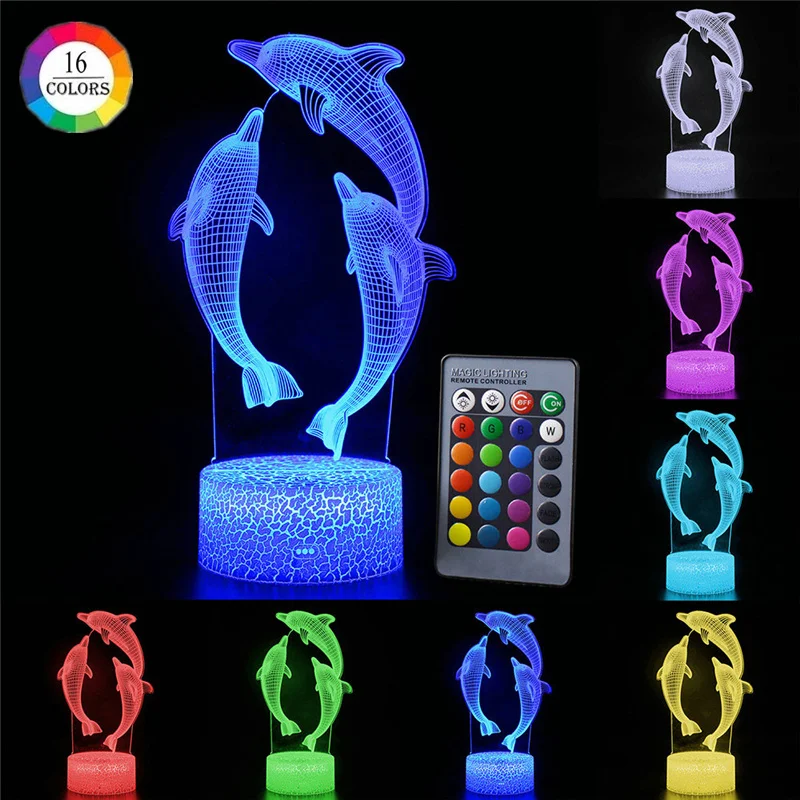 Dolphin Series Colorful Creative 3D LED Table Desk Lamp USB/battery Night Light 16 Color Change Remote/Touch Control Kids Gift
Dolphin Series Colorful Creative 3D LED Table Desk Lamp USB/battery Night Light 16 Color Change Remote/Touch Control Kids Gift