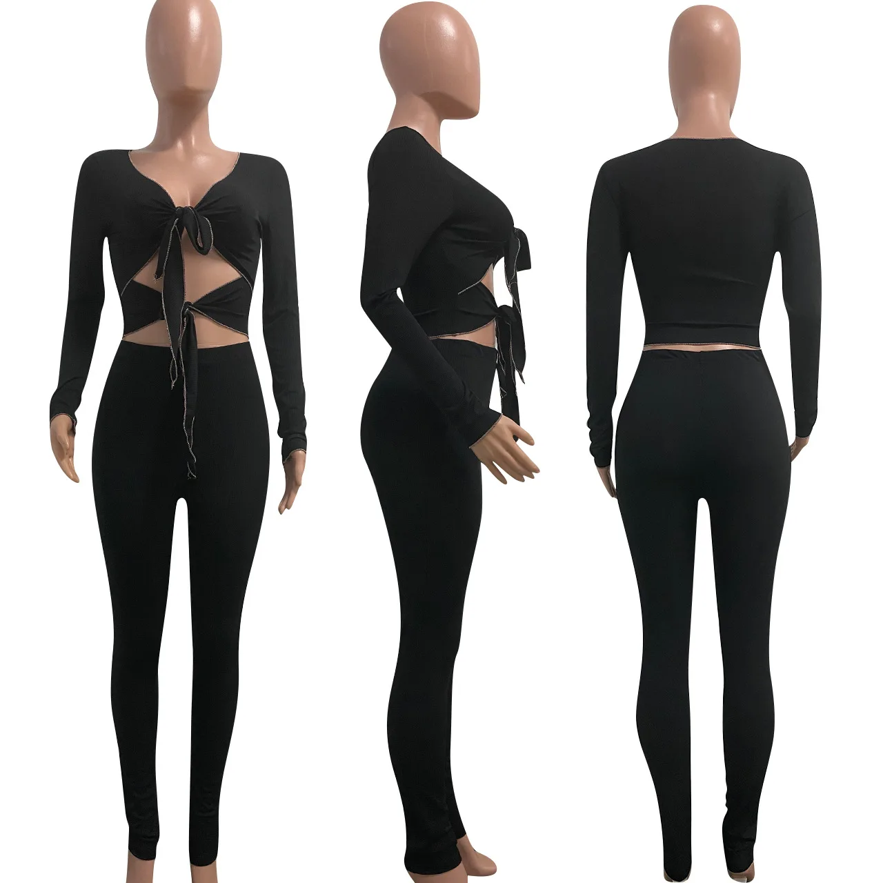 2021 Autumn Casual Women Pants 2PCS Fashion Solid V-Neck Hollow Out Lace Up Tops Lady Skinny Pencil Pants Sports Outfits S-2XL
2021 Autumn Casual Women Pants 2PCS Fashion Solid V-Neck Hollow Out Lace Up Tops Lady Skinny Pencil Pants Sports Outfits S-2XL