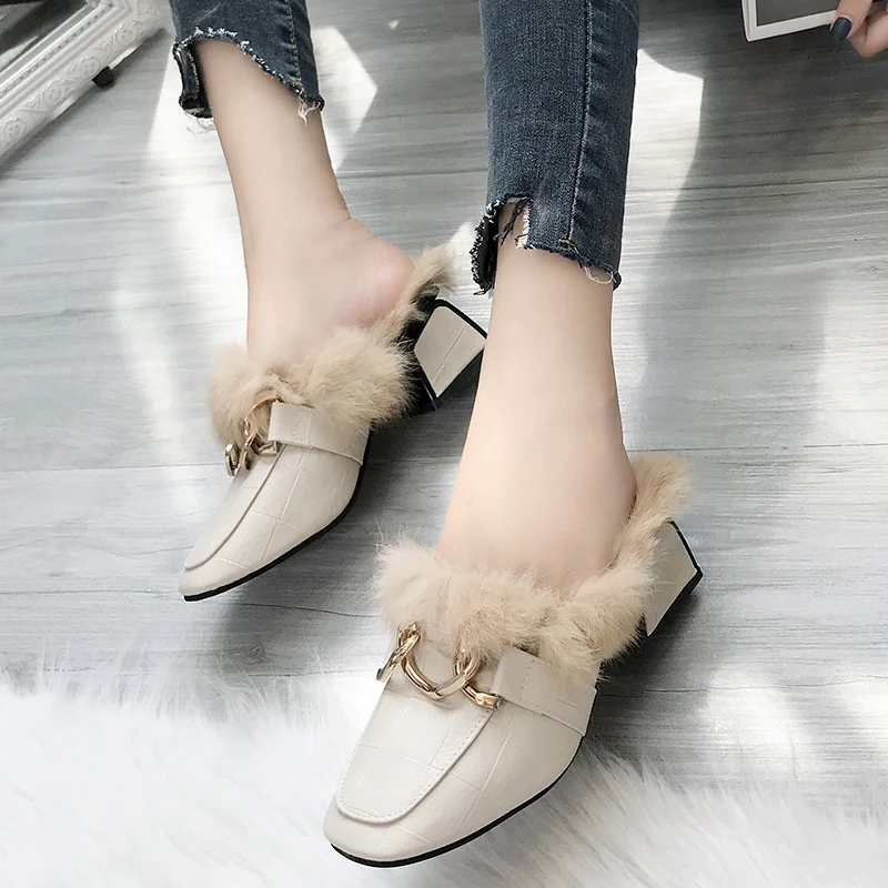 Autumn Slippers Women Shoes Woman Mules Colorful Metal Buckle Faux Fur Slides Peep Toe Med Heel Slippers Female Ladies Shoes
Autumn Slippers Women Shoes Woman Mules Colorful Metal Buckle Faux Fur Slides Peep Toe Med Heel Slippers Female Ladies Shoes