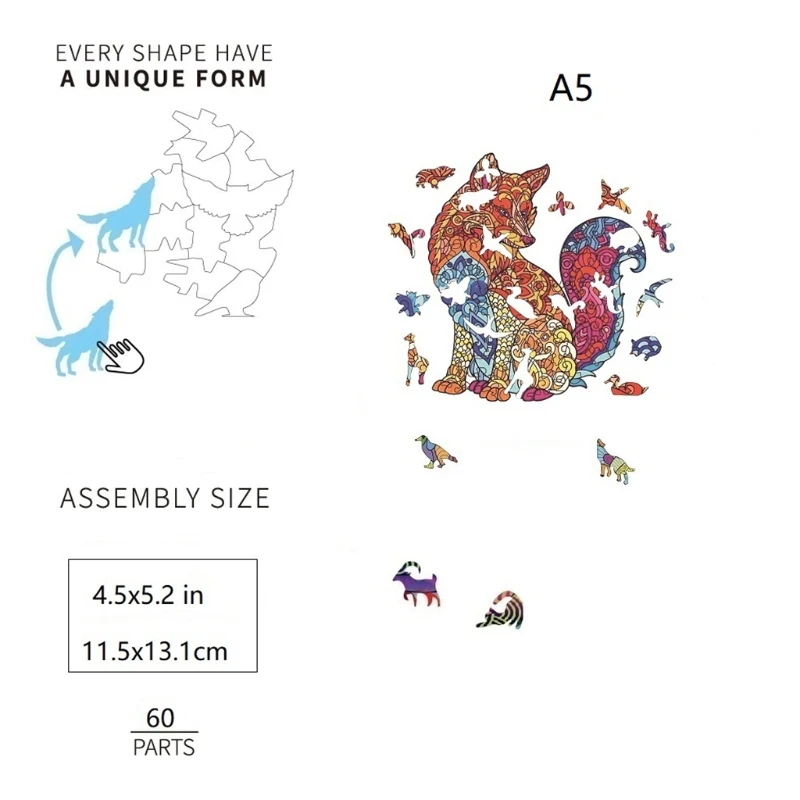 Creative Craft Reynard Wooden Puzzle Wooden Jigsaw Puzzles,Unique Shape Jigsaw 4.5x5.2in(A5-60Piece) Wooden Puzzles
Creative Craft Reynard Wooden Puzzle Wooden Jigsaw Puzzles,Unique Shape Jigsaw 4.5x5.2in(A5-60Piece) Wooden Puzzles