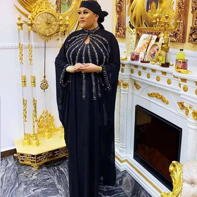 Muslim Middle East Abaya Turkish Robe Hollow Bead Stitching Bat Sleeve Dress Autumn And Winter Women's Robe Abaya Femme Musulman 
Muslim Middle East Abaya Turkish Robe Hollow Bead Stitching Bat Sleeve Dress Autumn And Winter Women's Robe Abaya Femme Musulman