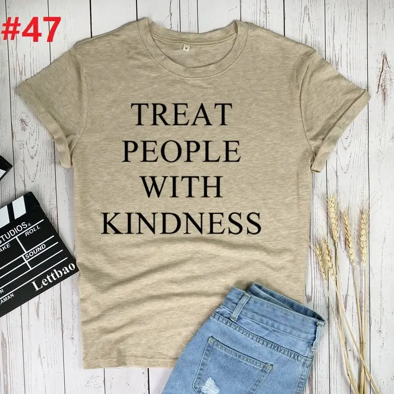 treat people with kindness print T-shirt Women's T-shirt basic O-neck short-sleeved ladies white graphic girl T-shirt Harajuku
treat people with kindness print T-shirt Women's T-shirt basic O-neck short-sleeved ladies white graphic girl T-shirt Harajuku