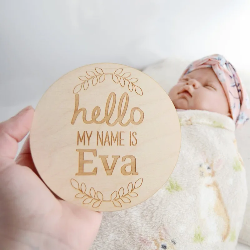 Wood Birth Announcement plaque, custom Hello my name is round Baby Name Sign, Milestone Cards, baby Keepsake, Nursery decration
Wood Birth Announcement plaque, custom Hello my name is round Baby Name Sign, Milestone Cards, baby Keepsake, Nursery decration