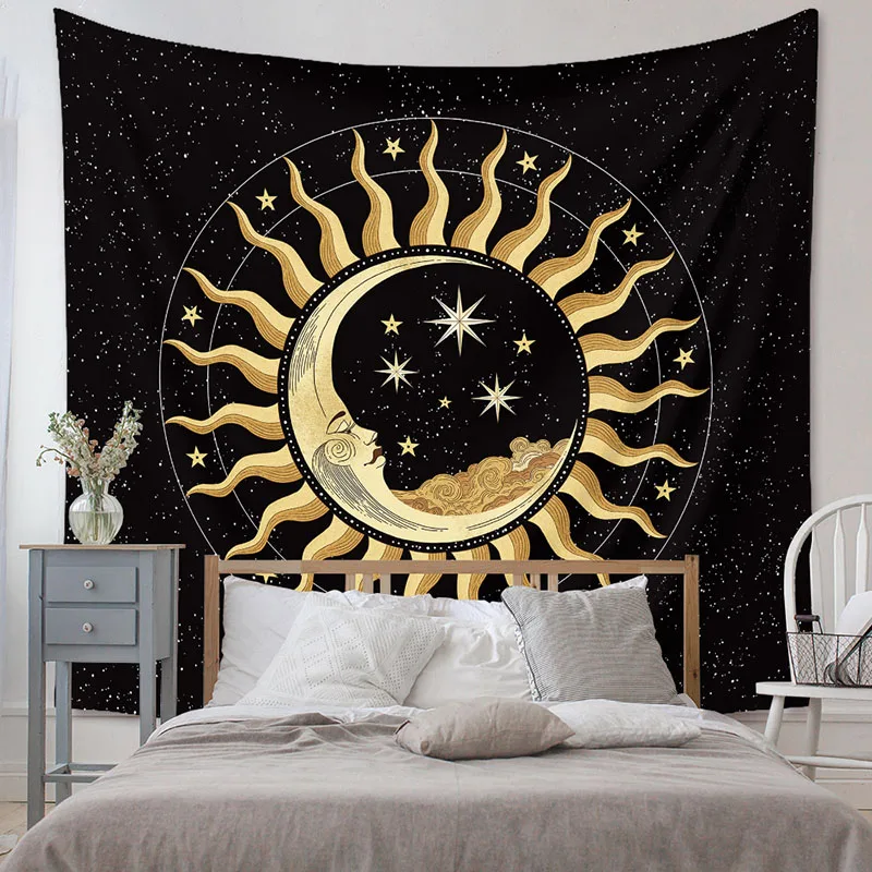 White Black Golden Sun Moon Stars Mandala Large Tapestry Wall Hanging Hippie Wall Cloth Carpets Dorm Decor Beach Yoga Mats
White Black Golden Sun Moon Stars Mandala Large Tapestry Wall Hanging Hippie Wall Cloth Carpets Dorm Decor Beach Yoga Mats