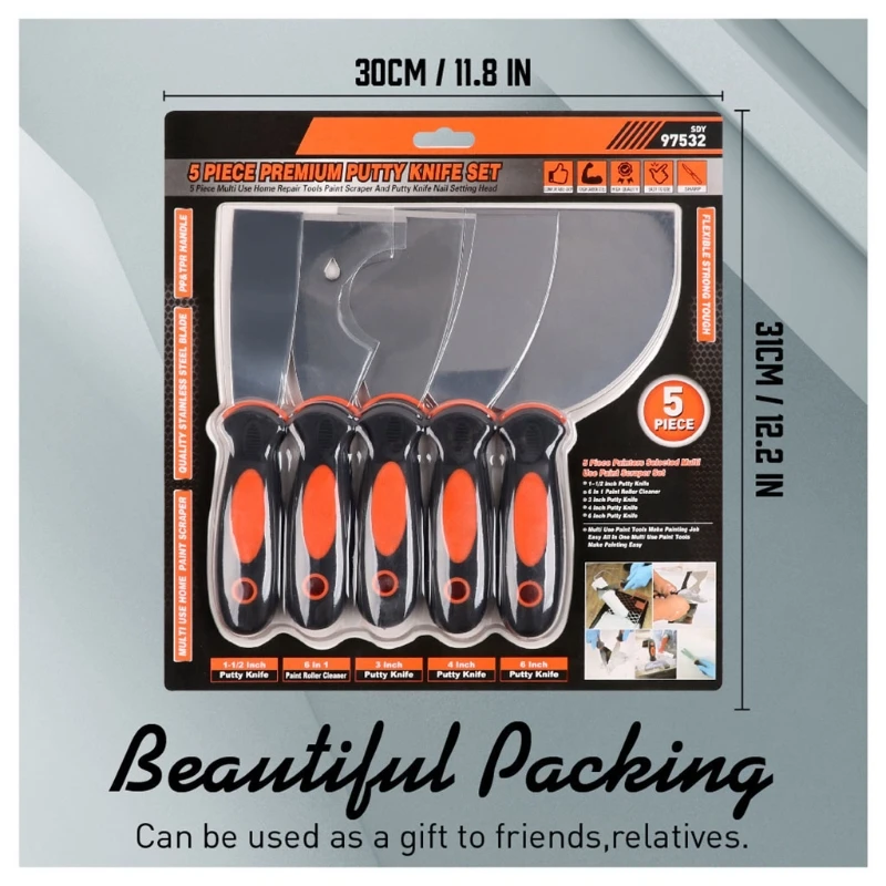 Spackle Knife Set Paint Remover for Wood Wallpaper Scraper Putty Knife with Nylon Handle Wall Paper Remover Tool
Spackle Knife Set Paint Remover for Wood Wallpaper Scraper Putty Knife with Nylon Handle Wall Paper Remover Tool