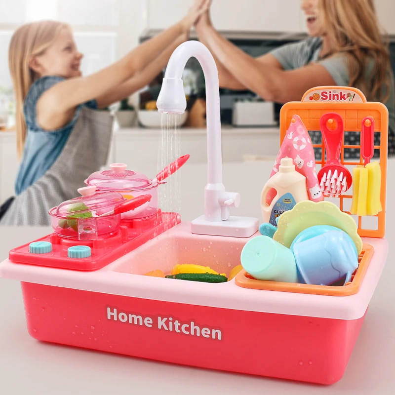 Electric Dishwasher Wash-up Kitchen Toys With Running Water Pretend Toy Role Play Waterproof Kitchen Set Cooking Toys For Girls
Electric Dishwasher Wash-up Kitchen Toys With Running Water Pretend Toy Role Play Waterproof Kitchen Set Cooking Toys For Girls