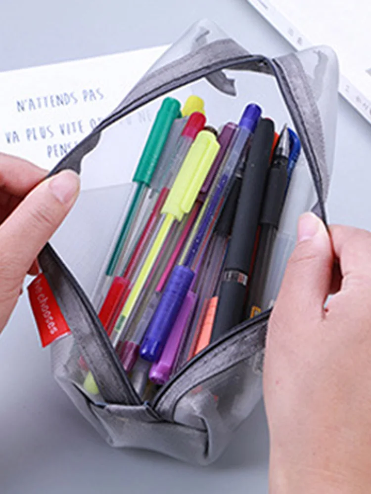 School Mesh Pencil Cases Kawaii Cute Solid Color Transparent Pencil box School Student pen bag Supplies Lapis Stationery
School Mesh Pencil Cases Kawaii Cute Solid Color Transparent Pencil box School Student pen bag Supplies Lapis Stationery