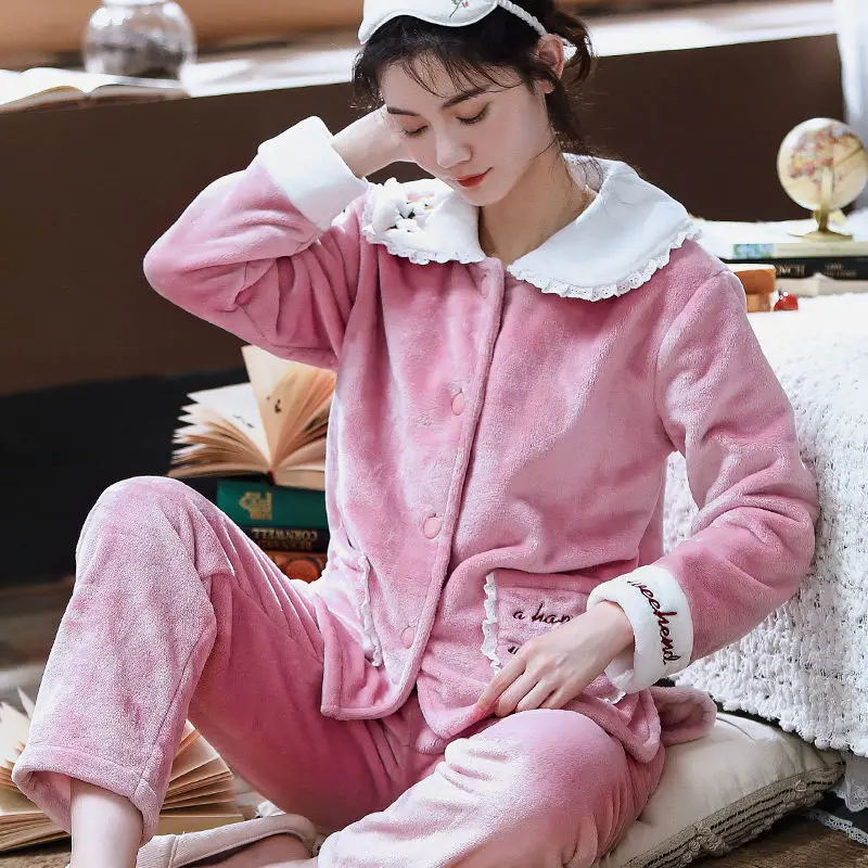 Lady 2pcs Pajamas Set Nightgown Soft Flannel Sleepwear Lounge Wear Cute Pyjamas Winter Nightwear Coral Fleece Thick Home Clothes
Lady 2pcs Pajamas Set Nightgown Soft Flannel Sleepwear Lounge Wear Cute Pyjamas Winter Nightwear Coral Fleece Thick Home Clothes