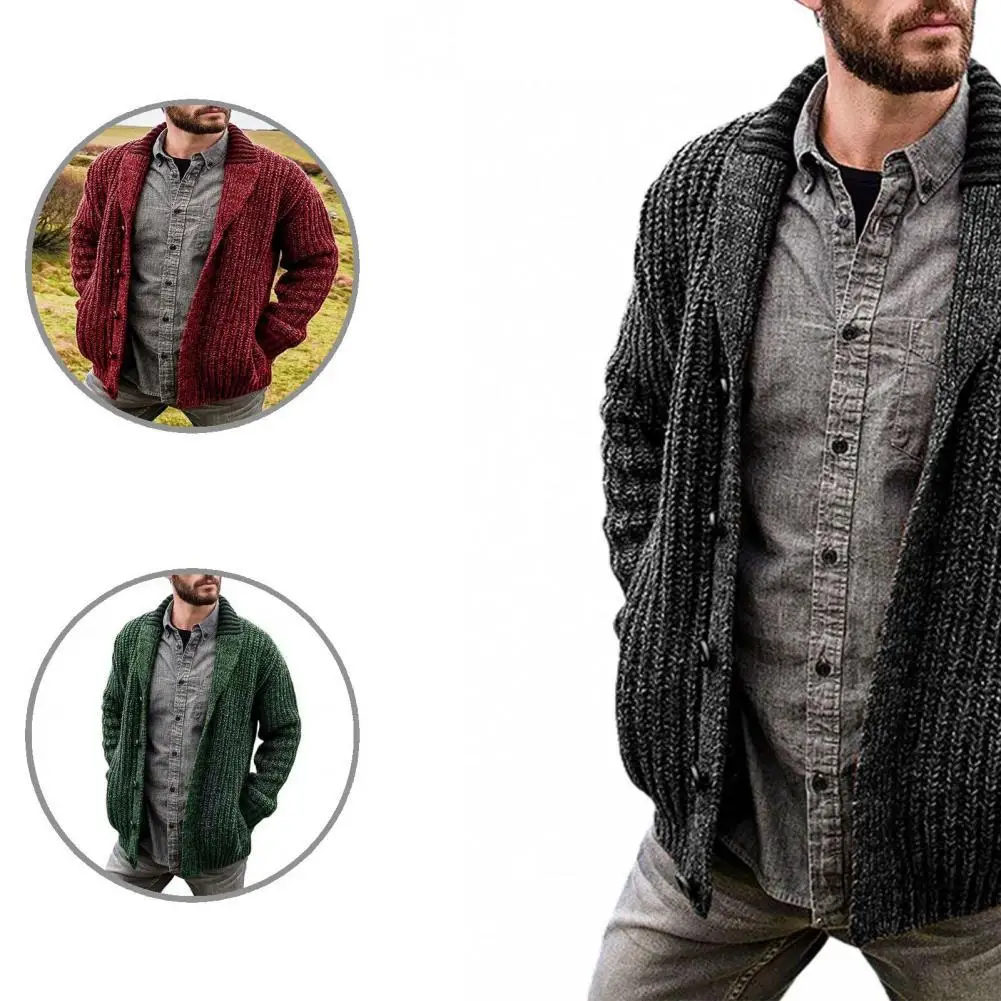 Мужской однобортный свитер с длинным рукавом и карманами
Мужской однобортный свитер с длинным рукавом и карманами