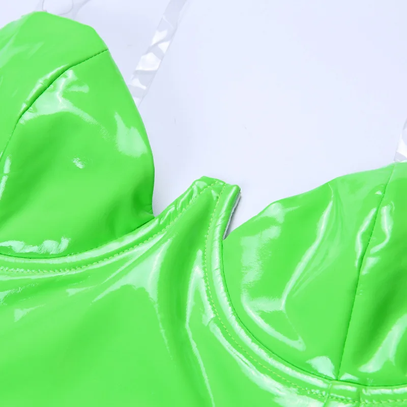 Sexy Strapless Seamless PU Patent Leather Dress Above Knee Short Mini Bodycon Dresses Sleeveless Women Nightclub Party Dress New 
Sexy Strapless Seamless PU Patent Leather Dress Above Knee Short Mini Bodycon Dresses Sleeveless Women Nightclub Party Dress New