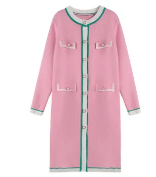 Autumn and winter new women's French small fragrance dress knitted cardigan long sleeve sweater loose Korean pink coat
Autumn and winter new women's French small fragrance dress knitted cardigan long sleeve sweater loose Korean pink coat
