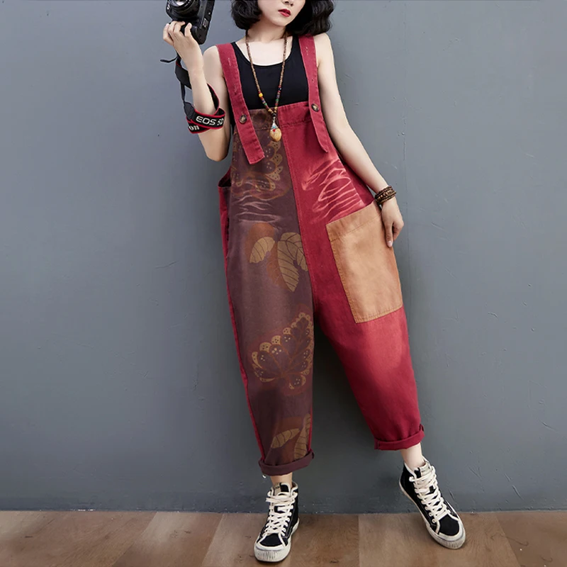 M-XXL High Quality Women Denim Loose Cropped Overalls Women Casual Printed Stitching Retro Jumpsuit 
M-XXL High Quality Women Denim Loose Cropped Overalls Women Casual Printed Stitching Retro Jumpsuit