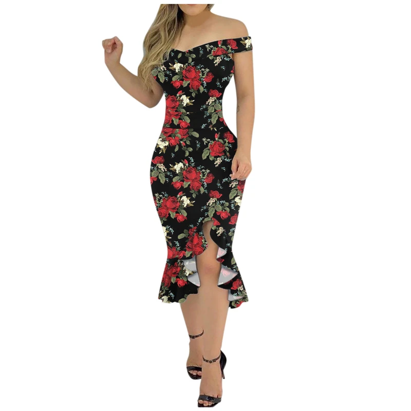Fashion Women Vestidos Women's Floral Print Dress Summer Dress Sexy One-shoulder Irregular Tight-fitting Hip Print Dress 2021
Fashion Women Vestidos Women's Floral Print Dress Summer Dress Sexy One-shoulder Irregular Tight-fitting Hip Print Dress 2021