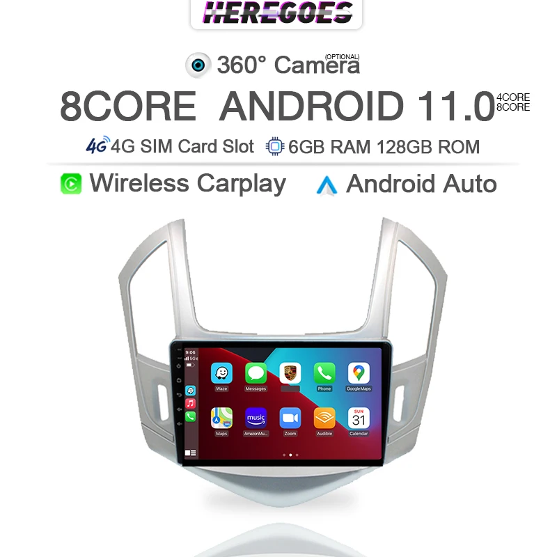 Автомобильный мультимедийный видеоплеер Carplay Android 11 0 4G + Wifi для Chevrolet Cruze J300 J308