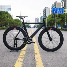 Track Bicycle Aluminum Alloy Black Frame Fixed Gear Bike 70mm Flat Spoke 700C Wheels Rim 48t OTA Crankset Bike Single Speed