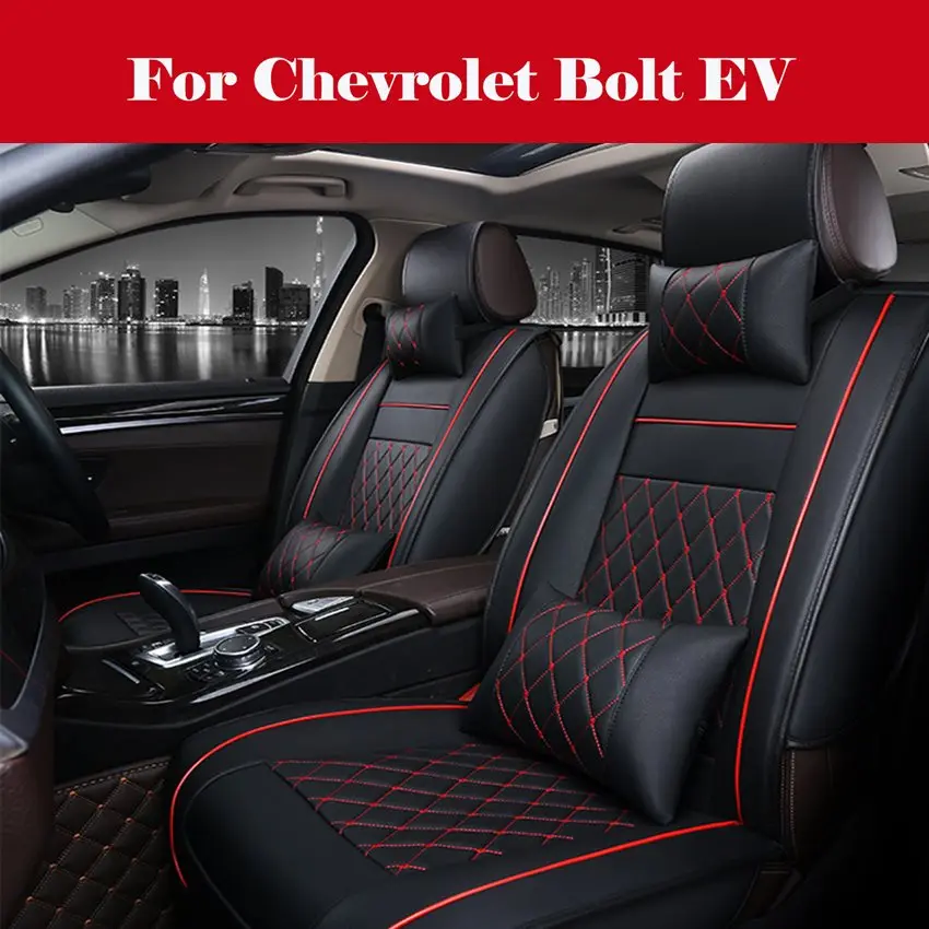 

5 Car Seat Covers Full Set with Waterproof Leather Universal for Sedan SUV Truck Seat cushion For Chevrolet Bolt EV