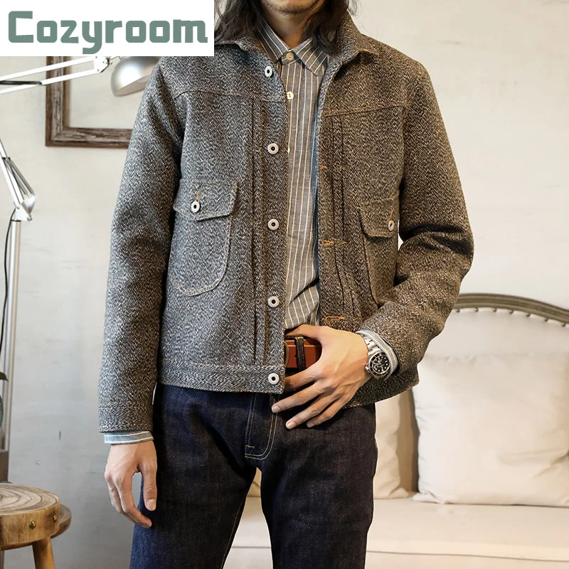 Cozyroom соль и перца шерстяная куртка винтажная Спецодежда Стильное мужское твидовое пальто
Cozyroom соль и перца шерстяная куртка винтажная Спецодежда Стильное мужское твидовое пальто