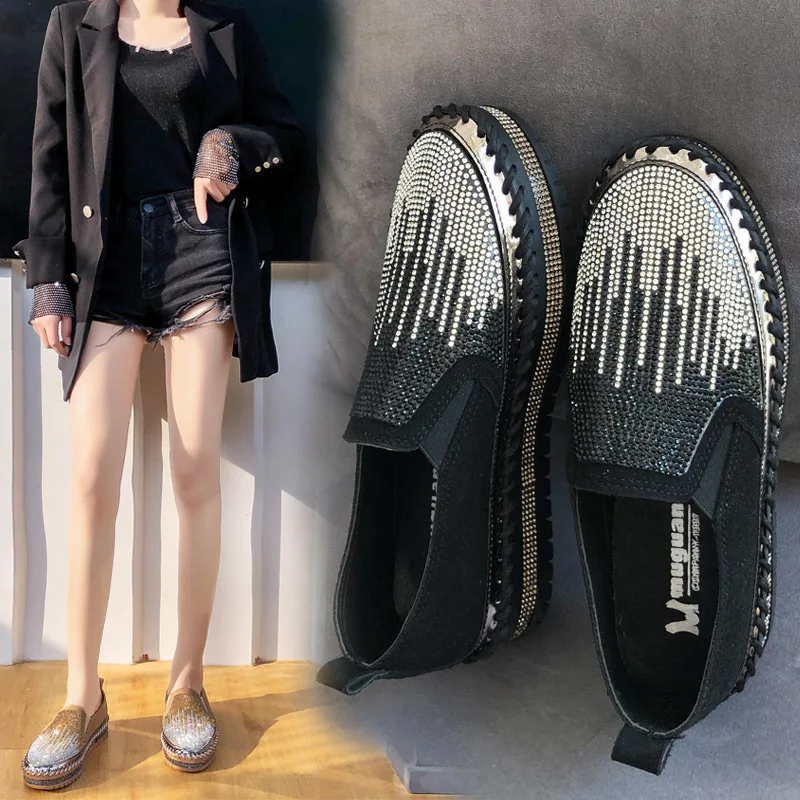 Ladies Platform Slip on Shoes Women Fashion Rhinestone Flats Leather Casual Flat Shoes Woman Loafers Summer Sandalss48
Ladies Platform Slip on Shoes Women Fashion Rhinestone Flats Leather Casual Flat Shoes Woman Loafers Summer Sandalss48
