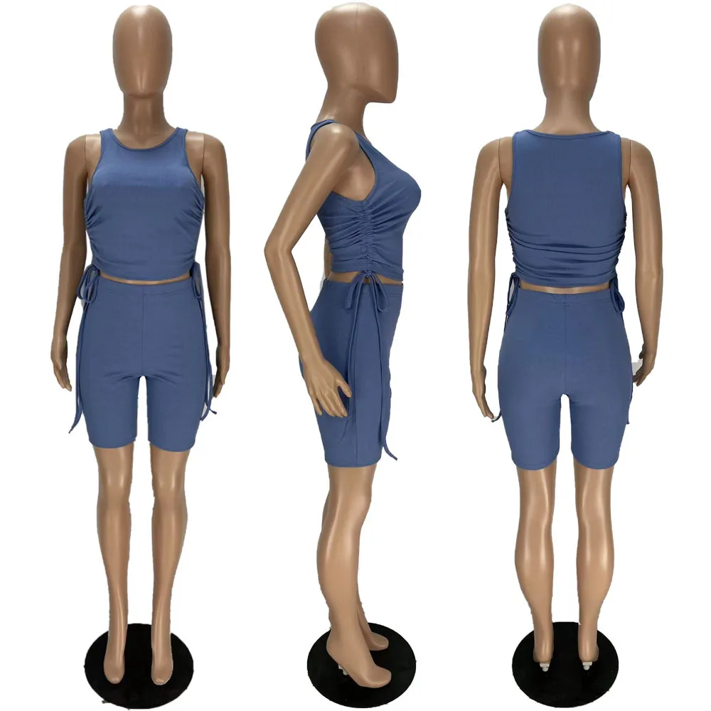 Activewear Ribbed Sporty Two Piece Set Tracksuit for Women Ruched Drawstring Tank Tops and Knee Length Biker Short Club Outfit
Activewear Ribbed Sporty Two Piece Set Tracksuit for Women Ruched Drawstring Tank Tops and Knee Length Biker Short Club Outfit