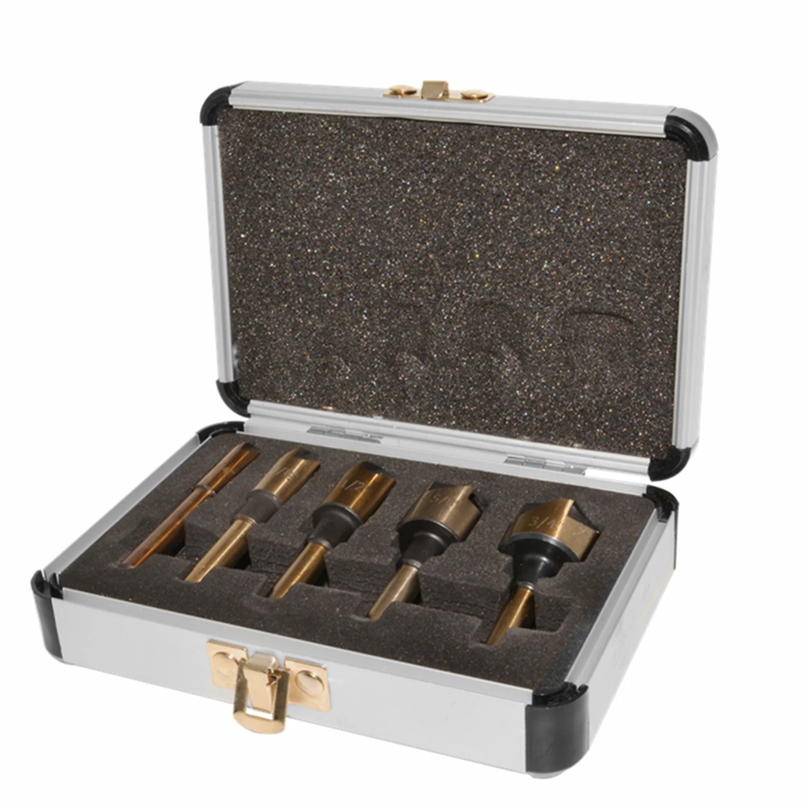 5pcs Round Shank 1/4" To 3/4" Industrial Practical 82 Degree 5 Flute High Speed Steel With Case Countersink Drill Bit Set
5pcs Round Shank 1/4" To 3/4" Industrial Practical 82 Degree 5 Flute High Speed Steel With Case Countersink Drill Bit Set