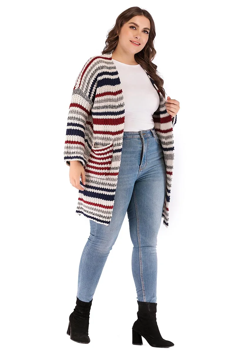 2019 Striped Sweater Women Cardigan Sweater Loose Knit Mid-long Sleeve Strip Gray Large Size Coat Autumn Winter
2019 Striped Sweater Women Cardigan Sweater Loose Knit Mid-long Sleeve Strip Gray Large Size Coat Autumn Winter