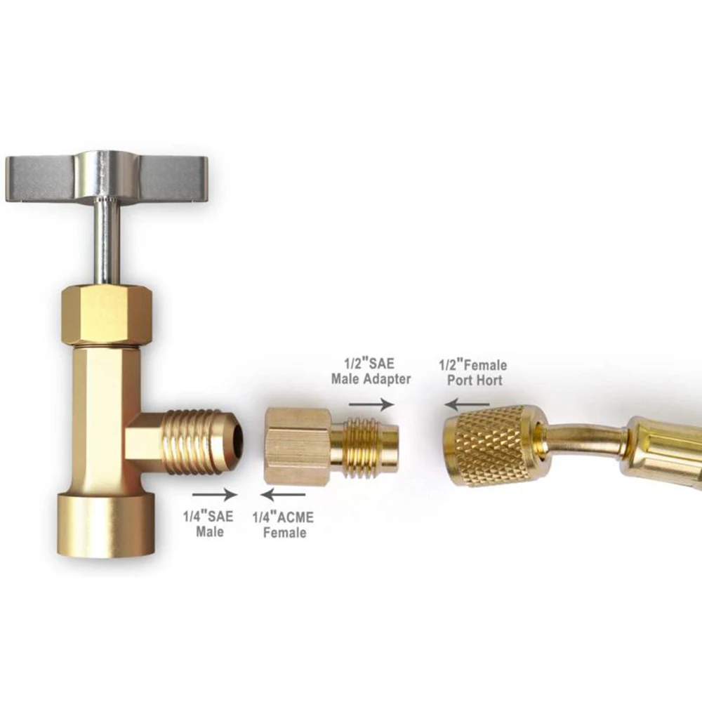 Can Tap Valve R134A Refrigerant Dispenser Tool HVAC W/ Tank Adapter 1/4 AC R134A Refrigerant Can Tap
Can Tap Valve R134A Refrigerant Dispenser Tool HVAC W/ Tank Adapter 1/4 AC R134A Refrigerant Can Tap