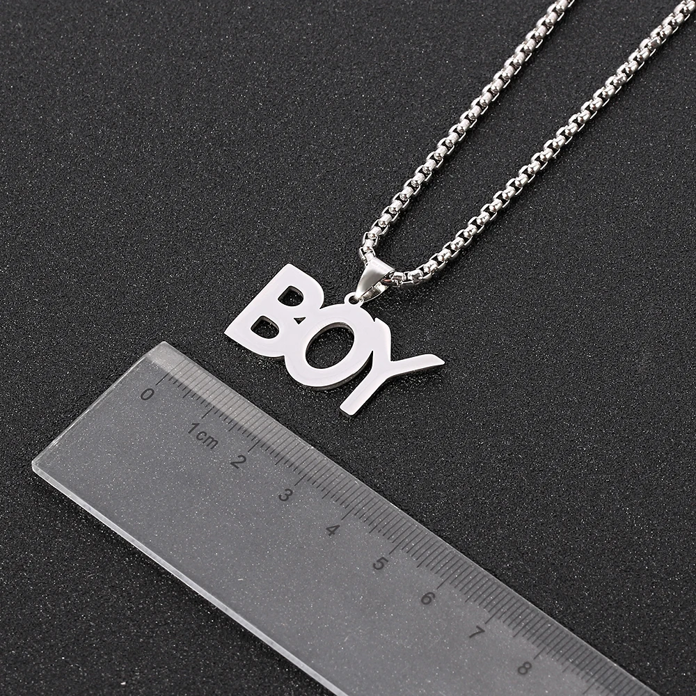 2022 Новое цветное длинное ожерелье из нержавеющей стали с надписью BOY