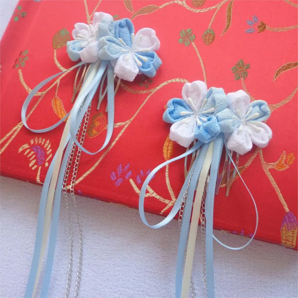 Deserve to act the role of ancient costume cos ribbon fringed edge shallow blue cloth flower hair clip headdress hairpin combs
Deserve to act the role of ancient costume cos ribbon fringed edge shallow blue cloth flower hair clip headdress hairpin combs