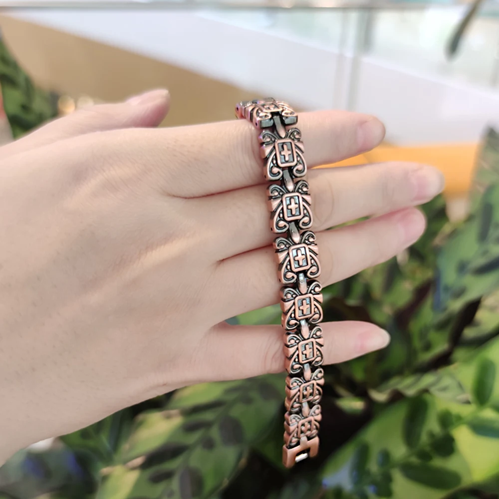 Magnetic Copper Bracelet for Women Cross Vintage Flower Germanium Magnetic Bracelet Femme Chain Link Health Energy 12mm Bracelet
Magnetic Copper Bracelet for Women Cross Vintage Flower Germanium Magnetic Bracelet Femme Chain Link Health Energy 12mm Bracelet