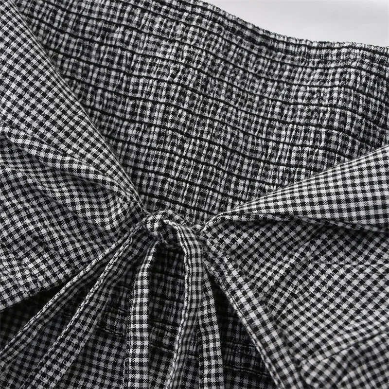 TRAF Women 2021 Summer Two-Wear Plaid Lace-Up Short-Sleeved Top Slim-Fit Tights Streetwear 
TRAF Women 2021 Summer Two-Wear Plaid Lace-Up Short-Sleeved Top Slim-Fit Tights Streetwear