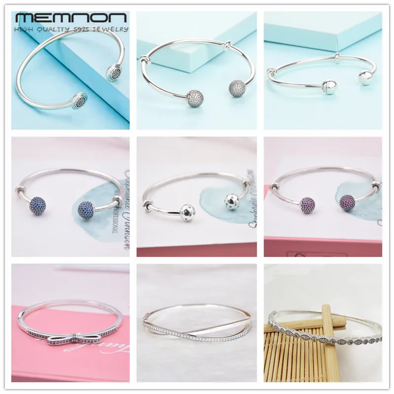 Memnon 925 пробы серебро много видов открытых браслетов для женщин с шаровой