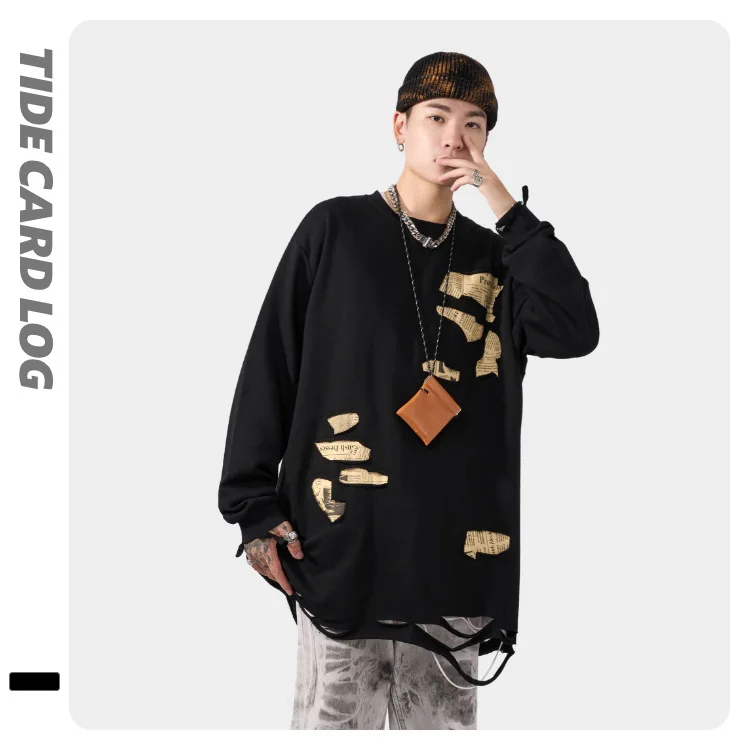 TIDECARDLOG high street damaged vintage Hole Fashion sweatshirt streetwear harajuku Oversize Sweatshirt Ripped Tops 3439#
TIDECARDLOG high street damaged vintage Hole Fashion sweatshirt streetwear harajuku Oversize Sweatshirt Ripped Tops 3439#