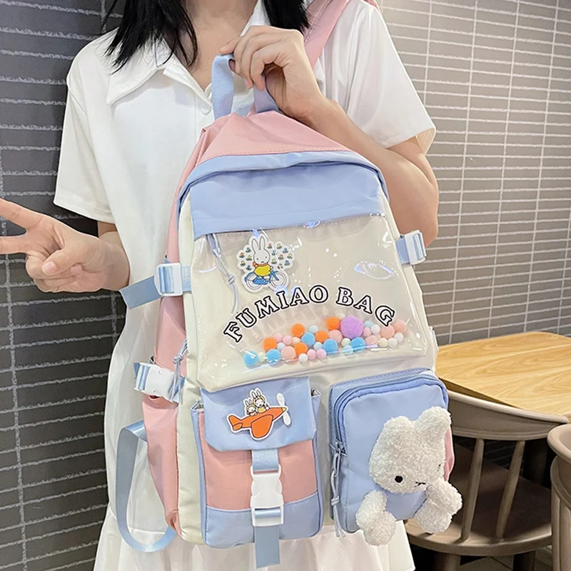 2021 Waterproof Nylon Women Backpack Female Multi-pocket Contrast Color Travel Bag Kawaii Bag Small Transparent Schoolbag Girls
2021 Waterproof Nylon Women Backpack Female Multi-pocket Contrast Color Travel Bag Kawaii Bag Small Transparent Schoolbag Girls