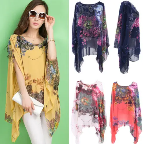 New Summer Casual Fashion Floral Women Ladies Sexy Batwing Sleeve Loose Chiffon Floral Printed Tops
New Summer Casual Fashion Floral Women Ladies Sexy Batwing Sleeve Loose Chiffon Floral Printed Tops