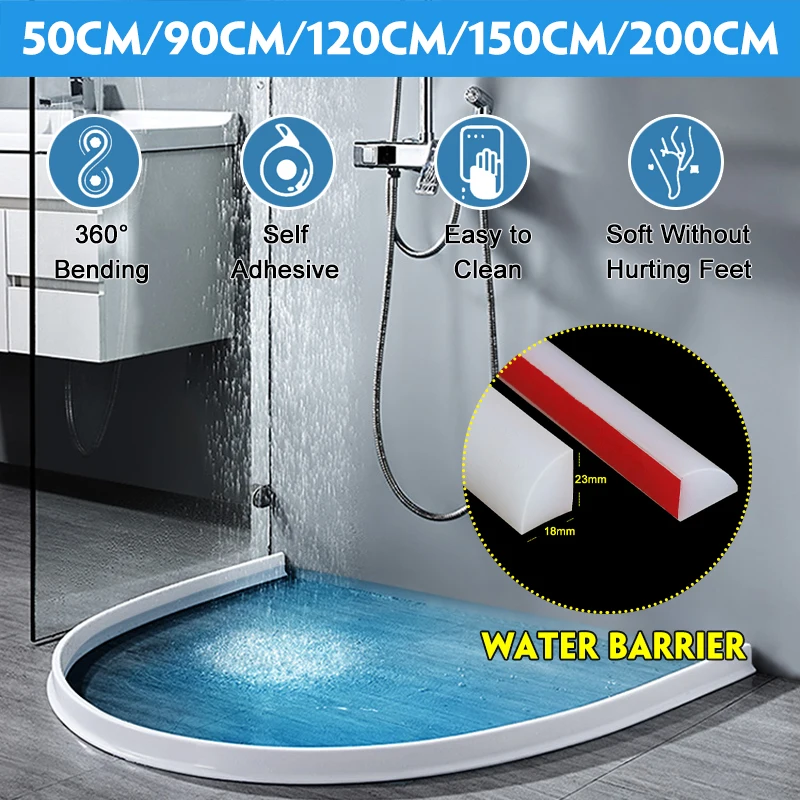 200cm Water Stopper Bathroom Water Partition Dry&Wet Separation Flrood Barrier Rubber Dam Silicon Water Blocker Don't Slip
200cm Water Stopper Bathroom Water Partition Dry&Wet Separation Flrood Barrier Rubber Dam Silicon Water Blocker Don't Slip