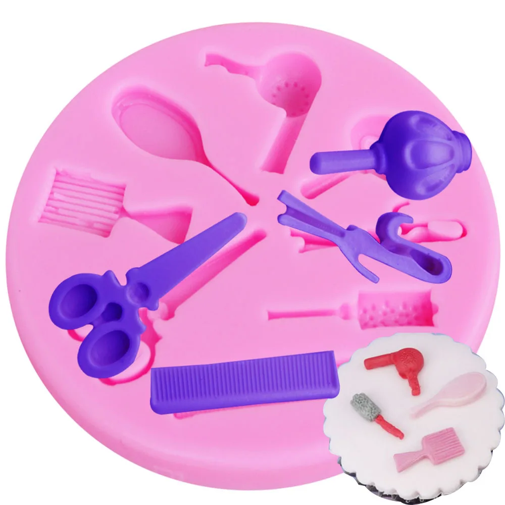 Hair makeup tools hair dryer scissors comb mirror silicone fondant cake mold baking mold
Hair makeup tools hair dryer scissors comb mirror silicone fondant cake mold baking mold