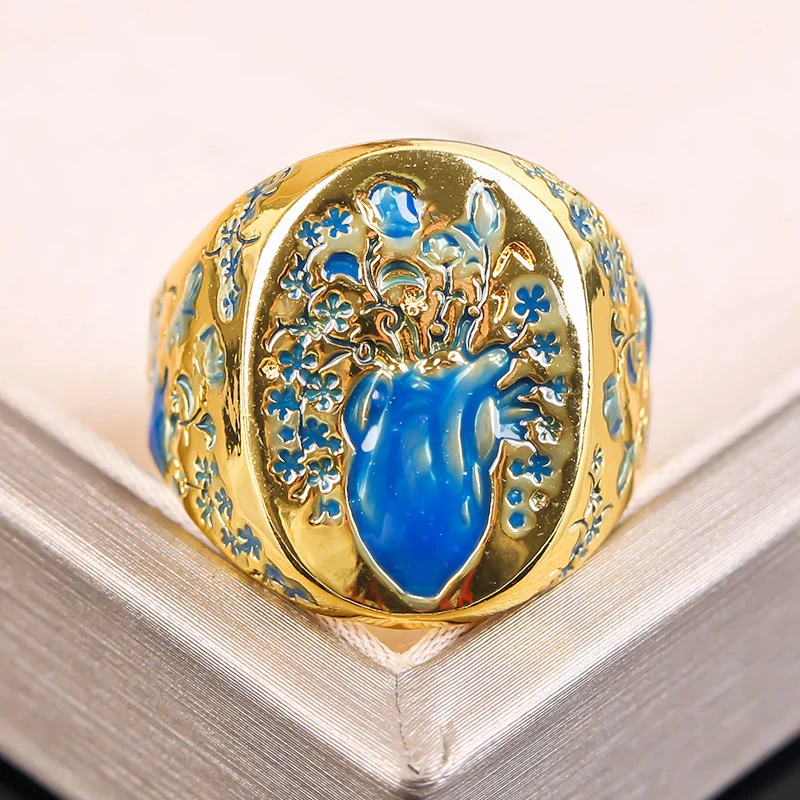 Vintage Women's Ring Gold Plated Ink Enamel Vase Flower Ring Simple Design Signet Rings for Men Personality Gothic Punk Jewelry
Vintage Women's Ring Gold Plated Ink Enamel Vase Flower Ring Simple Design Signet Rings for Men Personality Gothic Punk Jewelry