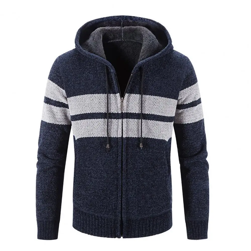 Zipper Closure Long Sleeve Jumper Men Sweater Coat Autumn Winter Cardigan Striped Patchwork Pockets Hooded Sweater Coat Knitwear
Zipper Closure Long Sleeve Jumper Men Sweater Coat Autumn Winter Cardigan Striped Patchwork Pockets Hooded Sweater Coat Knitwear
