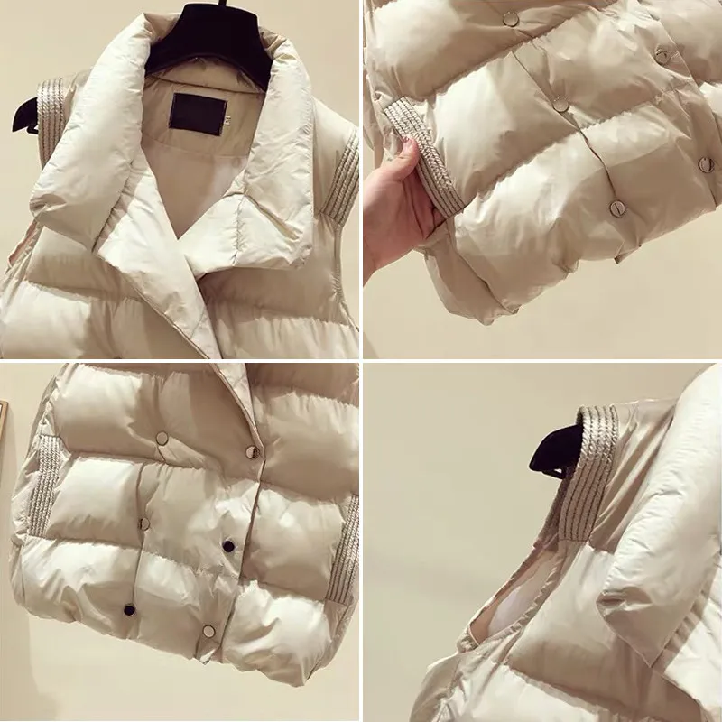 Plus Size Cotton Coat Outwear Winter Vest Thicken Keep Warm Turn-down Collar Solid Cold Season Women's Clothing | Женская одежда