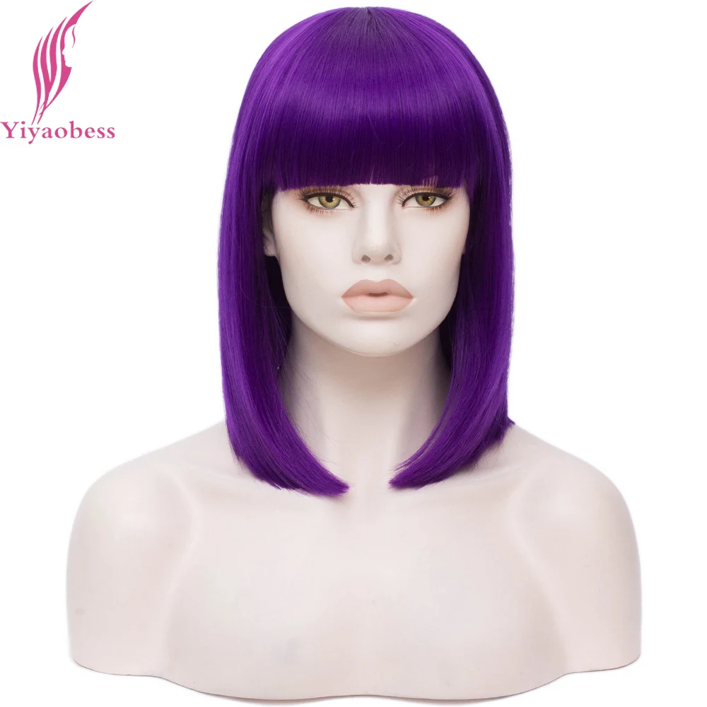 Yiyaobess 14inch Straight Short Bob Wig With Bangs Synthetic Hair White Black Purple Halloween Costume Cosplay Wigs For Women
Yiyaobess 14inch Straight Short Bob Wig With Bangs Synthetic Hair White Black Purple Halloween Costume Cosplay Wigs For Women