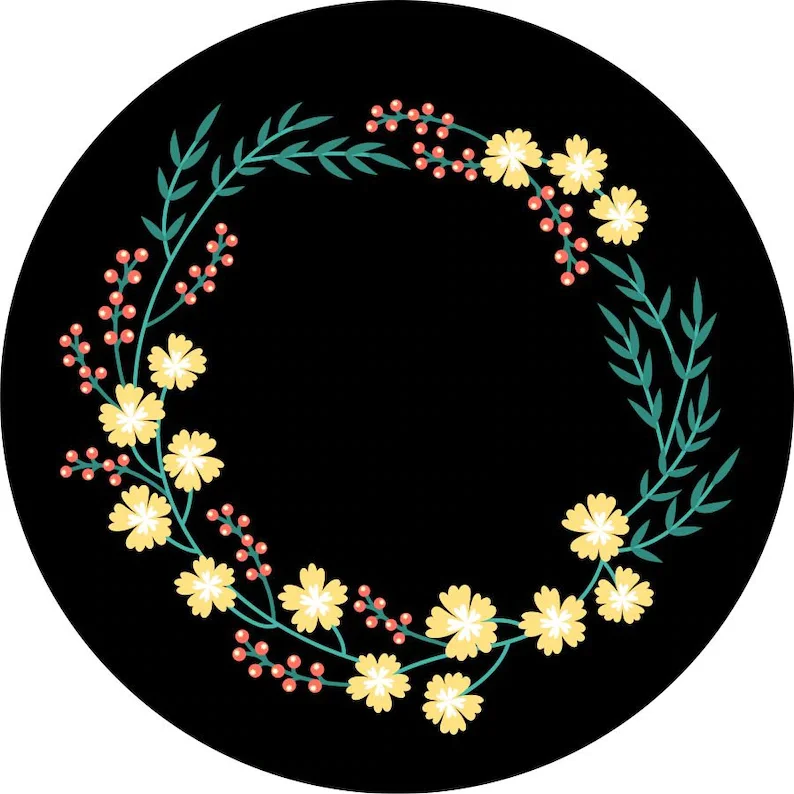 

Floral Wreath (color) Spare Tire Cover for any Vehicle, Make, Model and Size - Jeep, RV, Travel Trailer, Camper and MORE