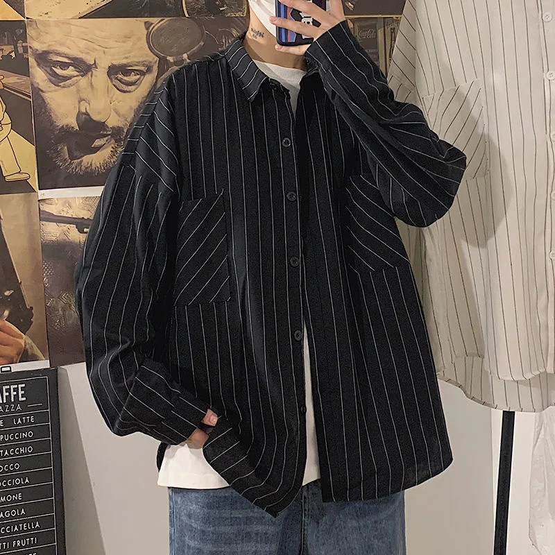 Black White Striped Men's Shirts 2021 Harajuku Men Casual Long Sleeve Shirt Tops Streetwear Man Oversized Blouse
Black White Striped Men's Shirts 2021 Harajuku Men Casual Long Sleeve Shirt Tops Streetwear Man Oversized Blouse
