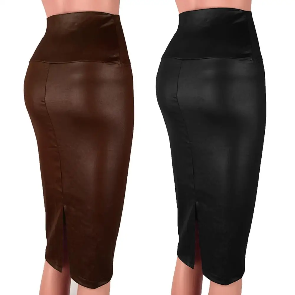 Fashion Women Skirts High Waist Split Faux Leather Knee Length Bodycon Office Lady Pencil Skirt
Fashion Women Skirts High Waist Split Faux Leather Knee Length Bodycon Office Lady Pencil Skirt